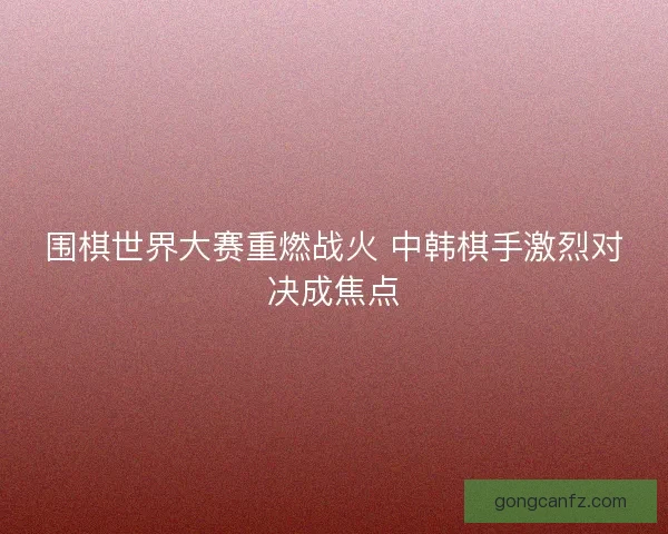 围棋世界大赛重燃战火 中韩棋手激烈对决成焦点