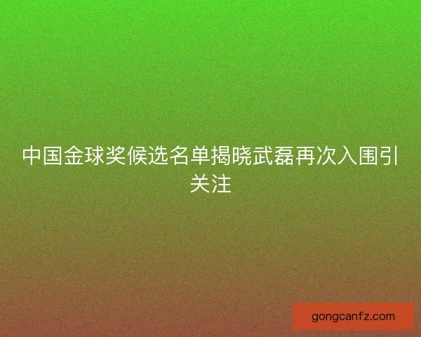 中国金球奖候选名单揭晓武磊再次入围引关注