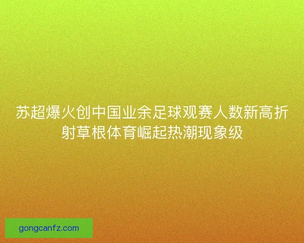 苏超爆火创中国业余足球观赛人数新高折射草根体育崛起热潮现象级